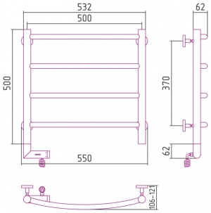 Полотенцесушитель электрический Сунержа Галант 2.0 500x500