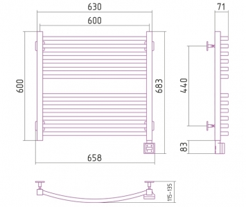 Полотенцесушитель электрический Сунержа Аркус 600x600